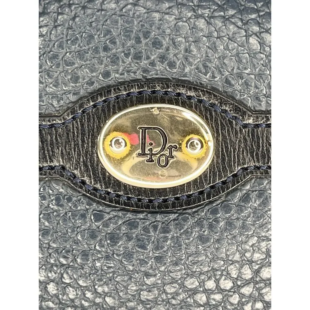Christian Dior Navy Pebbled Leather Coin Purse Wallet Vintage Made in France
